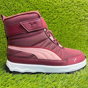 Puma Evolve Boot AC Girls Size 3.5C Burgundy Pink White Outdoor Waterproof Boots